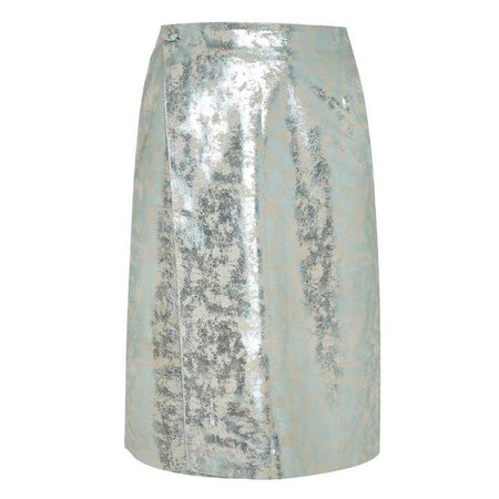 Manley Metallic Leather Skirt Mint
