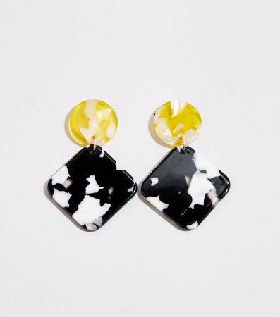 Black 2-Tone Resin Drop Earrings | New Look