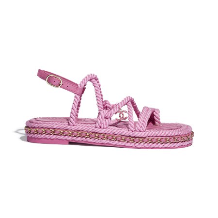 Cord Pink Sandals | CHANEL