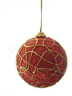 Golden christmas ball isoleret over vhite baggrund | stock foto | Colourbox