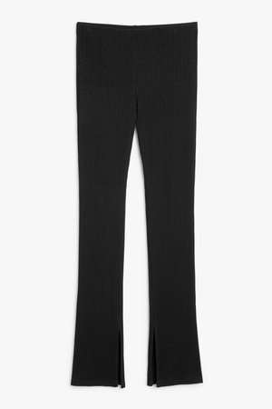Ribbed trousers - Black - Trousers - Monki WW