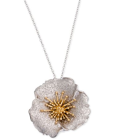 Giani Bernini Sterling Silver Two-Tone Hibiscus Pendant Necklace