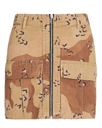 RE/DONE Upcycled Cargo Mini Skirt in brown | INTERMIX®