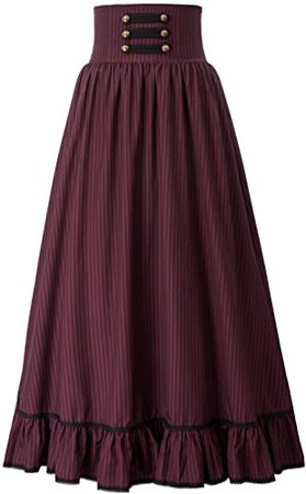 Scarlet Darkness Women Victorian Maxi Skirt Vintage High Waist A Line Skirt at Amazon Women’s Clothing store