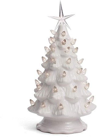 Amazon.com: Milltown Merchants Ceramic Christmas Tree - Tabletop Christmas Tree with Lights - (11.5" Medium White Christmas Tree/White Lights) - Lighted Vintage Ceramic Tree: Home & Kitchen