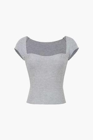 Ribbed Square Neck Short Sleeve T-Shirt – Micas