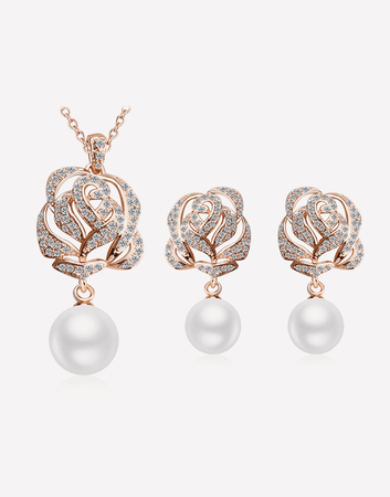 Rose pearl jewelry set