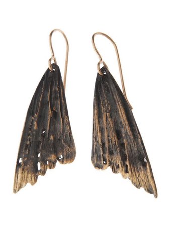 brass moth wing earrings