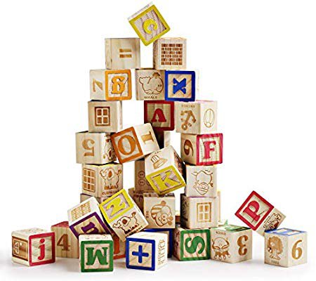 Amazon.com: SainSmart Jr. Wooden ABC Blocks 40PCS Stacking Blocks Baby Alphabet Letters, Counting, Building Block Set with Mesh Bag for Toddlers: Toys & Games