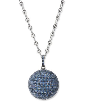 Siena Jewelry 35" Blue Sapphire Ball Pendant Necklace