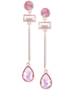Guess Crystal & Stone Linear Drop Earrings | ModeSens