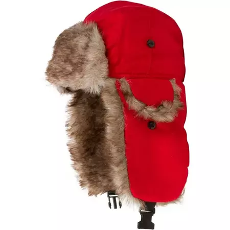 Red trapper hat