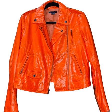 orange leather moto jacket