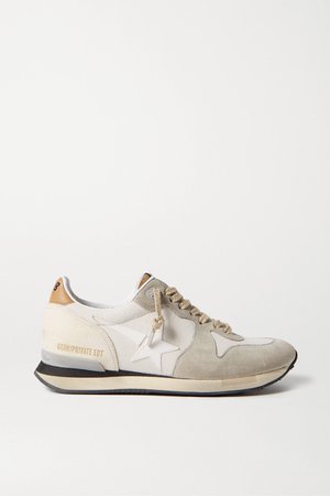 Neutral Running canvas, leather and suede sneakers | Golden Goose | NET-A-PORTER