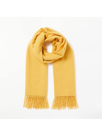 Unmade Cecile Wool Rich Long Fringe Scarf, Gold Amber at John Lewis & Partners