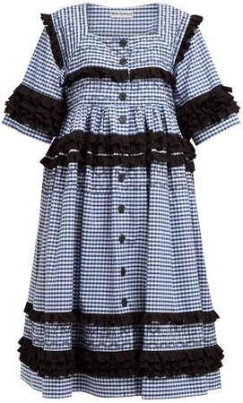 Macy Gingham Cotton Midi Dress - Womens - Navy