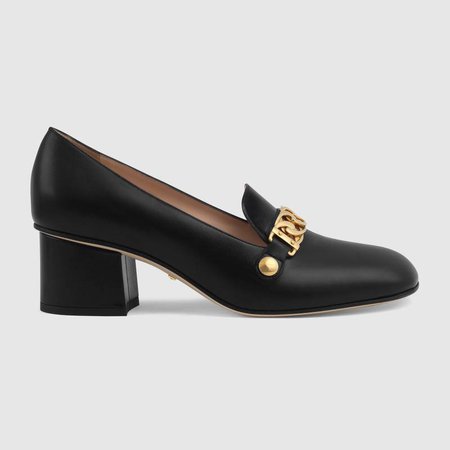 Sylvie leather mid-heel pump in Black leather | Gucci Vogue 25 Ways to Wear