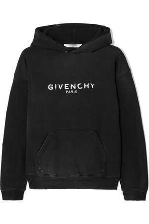 Givenchy | Distressed printed cotton-jersey hoodie | NET-A-PORTER.COM