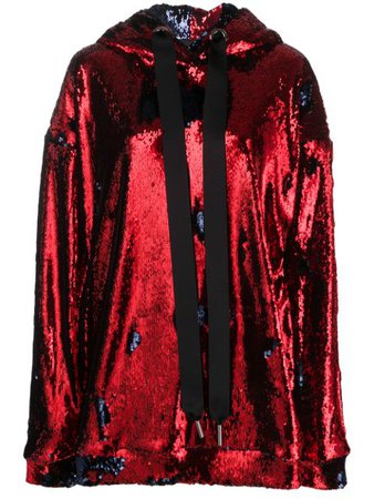 Blue & red Marques'Almeida sequinned oversized-fit hoodie RST20TP0186SQN - Farfetch