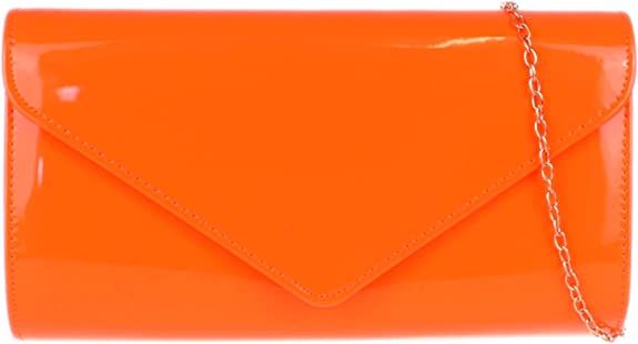 Girly HandBags Womens Plain Glossy Clutch Bag (Neon Orange): Handbags: Amazon.com