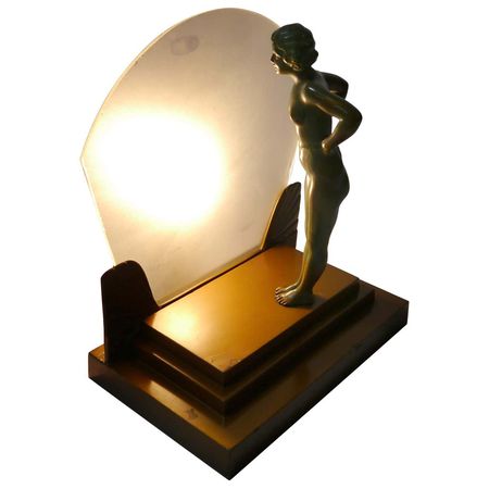 Art Deco Female Figure Table Lamp, 1930s For Sale at 1stDibs