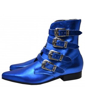 Blue metallic boot western Steelground