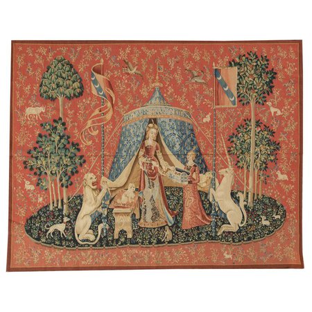 15th Century Tapestry Recreation, "Taste" From the Lady with the Unicorn Series For Sale at 1stdibs