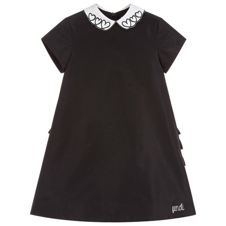 Fendi - Girls Black Ruffle Dress | Childrensalon Outlet