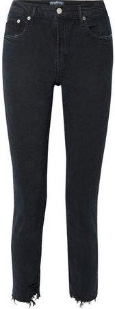 AGOLDE - Toni Distressed Mid-rise Straight-leg Jeans - Black