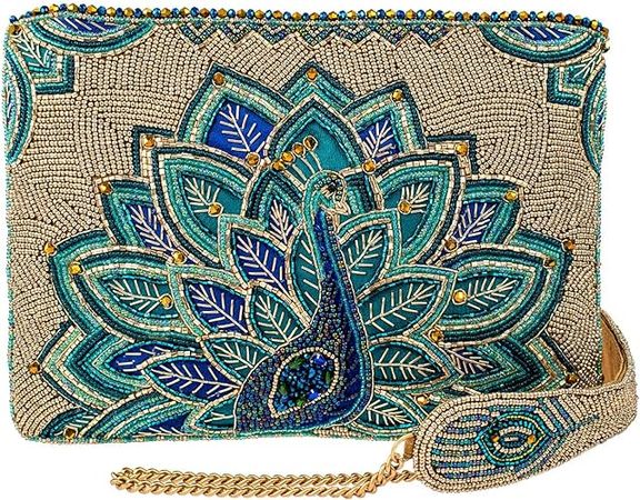 Mary Frances Royal Plume Crossbody Clutch Peacock Handbag, Gold: Handbags: Amazon.com