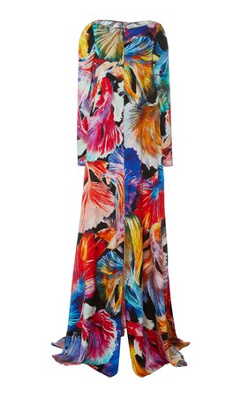 Abstract-Printed Silk Gown by Naeem Khan | Moda Operandi