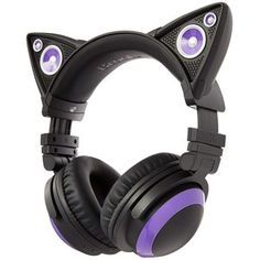 cat ear headphones purple