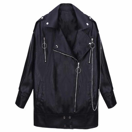 Baggy Boyfriend BF Wind Harajuku Long Style Girls Motorcycle PU Leather Jackets Coat Female Black Plus Size Classic Black Jacket| | - AliExpress