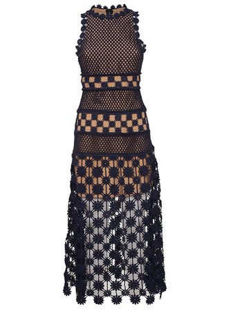 Self-portrait Perforated Floral Dress