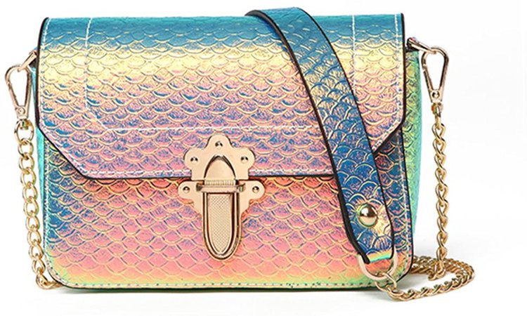 Hologram Crossbody Purse Mermaid Scales Shoulder Bag with 2 Chains for Women (Small): Handbags: Amazon.com