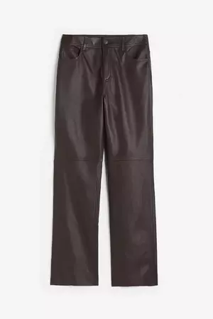 Straight Leather Pants - Dark brown - Ladies | H&M US