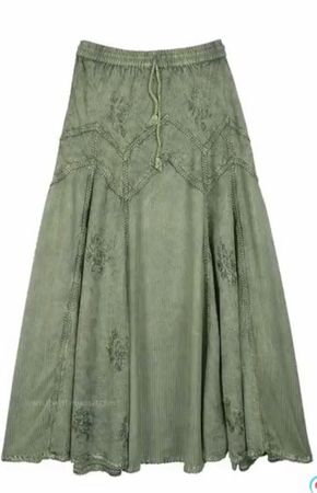 Hippie fairycore green midi skirt