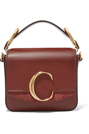 Chloé | Chloé C mini suede-trimmed leather shoulder bag | NET-A-PORTER.COM