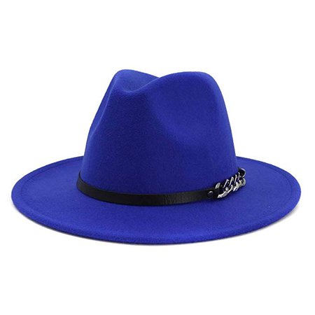 Men & Women Belt Buckle Fedora Hat Wide Brim Floppy Panama Hat-Royal Blue at Amazon Women’s Clothing store