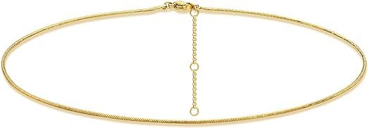 Amazon.com: MTMY Gold Snake Chain Choker Necklace,18K Gold Plated Dainty Herringbone Necklace Delicate Fashion Choker Necklace Jewelry Gift for Women(1mm): Clothing, Shoes & Jewelry