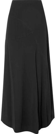 Paneled Crepe De Chine Maxi Skirt - Black