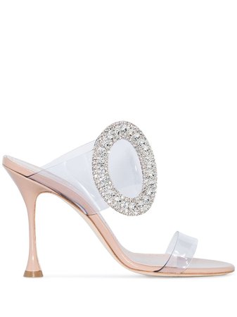 Shop Manolo Blahnik Fibionabi crystal-embellished 105mm sandals with Express Delivery - FARFETCH