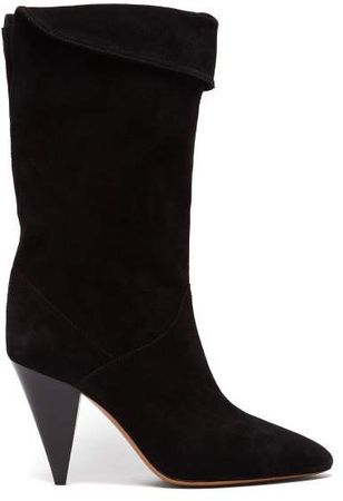 Lestee Slouched Suede Slouch Boots - Womens - Black