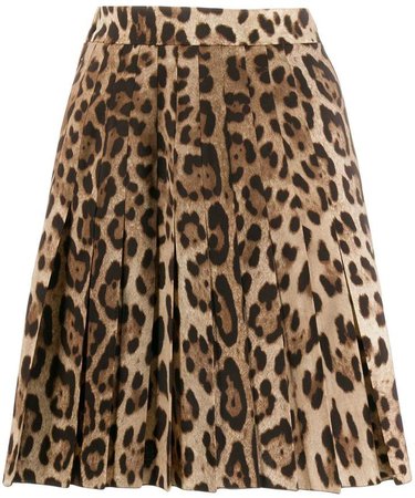 leopard print pleated skirt