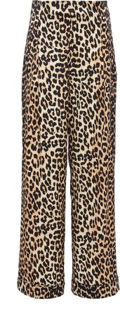 Leopard-Print Silk-Blend Satin Wide-Leg Pants