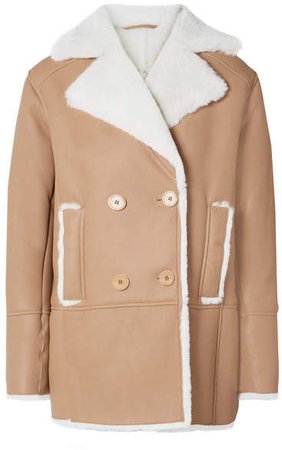 REMAIN Birger Christensen - Ray Double-breasted Shearling Jacket - Camel
