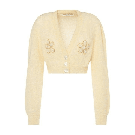 yellow crop sweater cardigan