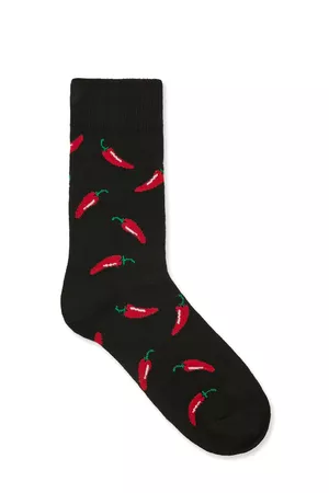 Men Chili Pepper Graphic Crew Socks | Forever 21