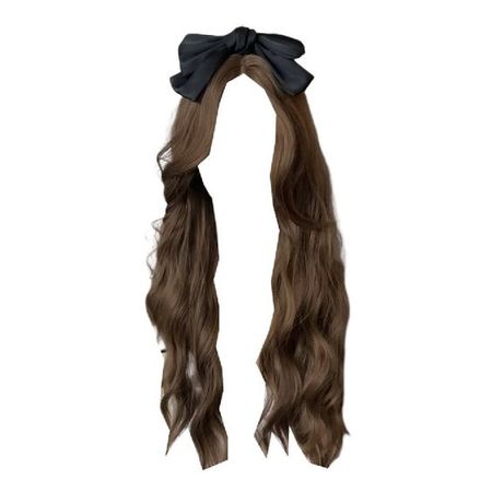 long wavy brown hair black bow hairstyle