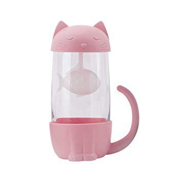 Novelty Cat Glass Tea Cup Water Coffee Bottle with Infuser Strainer Filter Ideal Christmas Birthday Gift 6.06 x 4.13 inch, 10 oz 300 ml Pink: Amazon.ca: Home & Kitchen